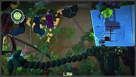 Ruszamy dalej - zobaczymy przepaść, nad którą pojawi się diabełek na lianie - Casa Del Higginbotam | Azyl Ewy | LittleBigPlanet 2 - LittleBigPlanet 2 - poradnik do gry