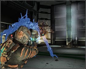 Do atakowania bossa wykorzystuj oczywiście stazę, dzięki czemu będziesz mógł spowalniać jego ruchy #1 - Rozdział 1 (6) | Opis przejścia gry Dead Space 2 - Dead Space 2 - poradnik do gry