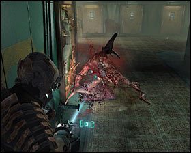 Musisz się tu bardzo pilnować, gdyż z pierwszego apartamentu po lewej stronie wyskoczy nekromorf #1 - Rozdział 2 (1) | Opis przejścia gry Dead Space 2 - Dead Space 2 - poradnik do gry