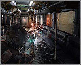 Szybko obróć się i przygotuj do zlikwidowania pierwszego nadbiegającego nekromorfa #1 - Rozdział 2 (3) | Opis przejścia gry Dead Space 2 - Dead Space 2 - poradnik do gry