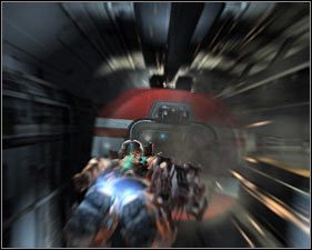 Założeniem tego typu scenek jest sterowanie w locie ruchami głównego bohatera (klawisze kierunkowe) w celu unikania różnorakich przeszkód - Rozdział 2 (3) | Opis przejścia gry Dead Space 2 - Dead Space 2 - poradnik do gry