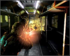 Isaac już za chwilę złapie się nowego wagonika kolejki i w tym przypadku będziesz musiał rytmicznie wciskać klawisz E #1 - Rozdział 2 (3) | Opis przejścia gry Dead Space 2 - Dead Space 2 - poradnik do gry