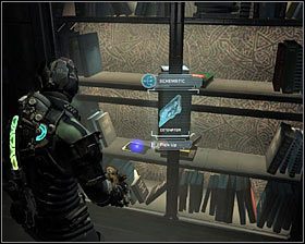 Wykonaj tu trzy czynności - podnieś standardowy przedmiot, zabierz z biurka Power Node #1 i odszukaj leżący na jednej z półek schemat broni (Schematic - Detonator) #2 - Rozdział 5 (3) | Opis przejścia gry Dead Space 2 - Dead Space 2 - poradnik do gry