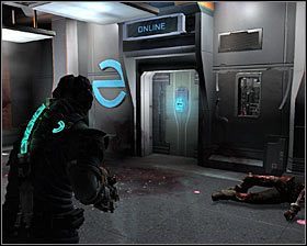 Zanim skorzystasz z windy przystąp do dalszej eksploracji prawej części tego balkoniku - Rozdział 6 (3) | Opis przejścia gry Dead Space 2 - Dead Space 2 - poradnik do gry