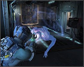 Skorzystaj ze znajdującej się w tym pomieszczeniu stacji regeneracji stazy, a następnie wejdź w interakcję z panelem kontrolnym #1, rozwiązując mini-grę hakerską - Rozdział 7 (3) | Opis przejścia gry Dead Space 2 - Dead Space 2 - poradnik do gry