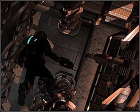 Począwszy od tego miejsca będziesz się musiał pilnować, gdyż kontakt z ruchomymi elementami będzie wiązał się z ryzykiem śmierci - Rozdział 8 (2) | Opis przejścia gry Dead Space 2 - Dead Space 2 - poradnik do gry