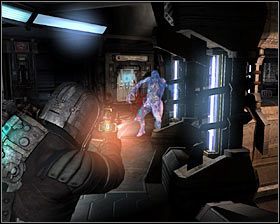 Uważaj, bo po powrocie na balkonik nad Tobą może pojawić się jeszcze jeden Crawler (nasłuchuj płaczu dziecka) - Rozdział 9 (1) | Opis przejścia gry Dead Space 2 - Dead Space 2 - poradnik do gry