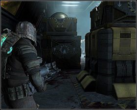 Po zakończonych walkach proponowałbym poświęcić trochę czasu na zbadanie zabezpieczonych już obszarów magazynu, gdyż w okolicy odnajdziesz dużo skrzynek z wyposażeniem #1 - Rozdział 9 (3) | Opis przejścia gry Dead Space 2 - Dead Space 2 - poradnik do gry