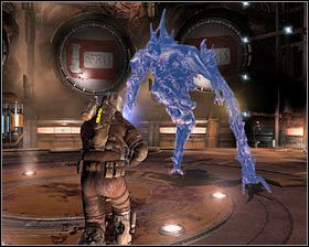 Musisz teraz na przemian łapać pojemniki #1, ciskając nimi w stronę zbiornika paliwa (także i tym razem pasek energii będzie się stopniowo zmniejszał), unikając jednocześnie Tripoda - Rozdział 9 (4) | Opis przejścia gry Dead Space 2 - Dead Space 2 - poradnik do gry