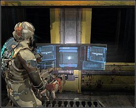 Skorzystaj z lewego panelu dotykowego w celu przywołania dużej windy towarowej #1 - Rozdział 11 (4) | Opis przejścia gry Dead Space 2 - Dead Space 2 - poradnik do gry