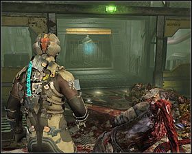 Ignoruj okazjonalne turbulencje #1, gdyż nie będą one doprowadzały do przewracania się głównego bohatera, a jedynie podrzucały ciała zabitych potworów - Rozdział 11 (4) | Opis przejścia gry Dead Space 2 - Dead Space 2 - poradnik do gry