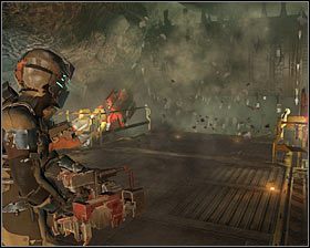 Przez kilka najbliższych minut będziesz musiał bronić się na tej platformie #1 w trakcie gdy maszyna wiertnicza będzie przebijała się przez skały #2 - Rozdział 12 (2) | Opis przejścia gry Dead Space 2 - Dead Space 2 - poradnik do gry