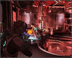 Jeżeli widzisz potwory nadbiegające z kilku różnych stron, to rozważ wycofywanie się do okolic drzwi, które otworzyłeś żeby się tu dostać #1 - Rozdział 13 (4) | Opis przejścia gry Dead Space 2 - Dead Space 2 - poradnik do gry