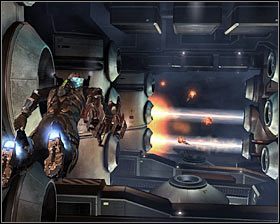 Zauważ, że w oddali znajduje się nowy potwór Nest - Rozdział 14 (3) | Opis przejścia gry Dead Space 2 - Dead Space 2 - poradnik do gry