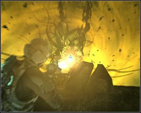 Zwróć uwagę na rozbłysk widocznego w oddali Markera #1 - Rozdział 15 (2) | Opis przejścia gry Dead Space 2 - Dead Space 2 - poradnik do gry