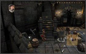 Fragment obrazu wkładamy w trzecie pole w drugim rzędzie patrząc od strony zakratowanego przejścia - Rozdział 3 - Infiltracja zamku Miraza (1) | Opis przejścia - Opowieści z Narnii: Książę Kaspian - poradnik do gry