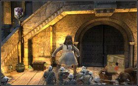 Wychodzimy na górę i zamykamy przejście, zrzucając na drogę jedną z kolumn - Rozdział 4 - Atak na zamek Miraza (2) | Opis przejścia - Opowieści z Narnii: Książę Kaspian - poradnik do gry