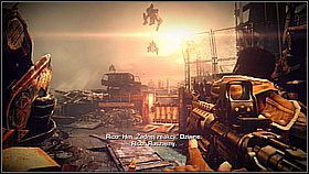 Gdy dojdziesz do ślepego zaułka strzel w wybuchowe beczki - Skrót przez złomowisko (1) | Opis przejścia Killzone 3 - Killzone 3 - poradnik do gry