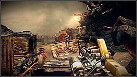 Kiedy przeciwnik oberwie, odwróci się - wystrzel ponownie w świecące karnistry na plecach - Skrót przez złomowisko (1) | Opis przejścia Killzone 3 - Killzone 3 - poradnik do gry