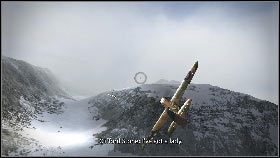 Po strąceniu wrogich myśliwców zacznij lecieć za Cliffem [1], który został zaznaczony niebieskim wskaźnikiem - Misja 1 - Phoney War | Opis przejścia | Heroes Over Europe - Heroes Over Europe - poradnik do gry