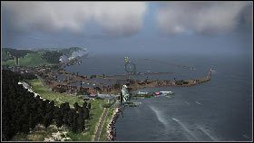 Następnie zmień kierunek lotu [1] i zacznij kierować się w stronę doków w Dover - Misja 2 - Defense of the Realm | Opis przejścia | Heroes Over Europe - Heroes Over Europe - poradnik do gry