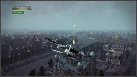 Tym razem twoim celem będzie szybkie przelecenie nad wskazanymi na żółto budynkami [1] - Misja 9 - Party Crashers | Opis przejścia | Heroes Over Europe - Heroes Over Europe - poradnik do gry