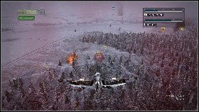 Po uporaniu się z samolotami skieruj się w stronę wrogiej artylerii okopanej przy lesie [1] i zacznij niszczyć niemieckie armaty [2] - Misja 13 - Battle of Bulge | Opis przejścia | Heroes Over Europe - Heroes Over Europe - poradnik do gry