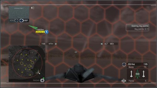 Kiedy znajdziesz się blisko znacznika uruchom wektor ścieżki podejścia ERS i leć według jego wskazać - Misja 14- Backhand | Opis przejścia | Tom Clancys H.A.W.X. - Tom Clancys H.A.W.X. - poradnik do gry