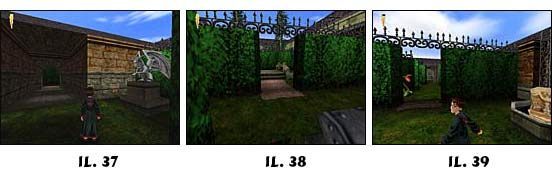 Wejdź do ogrodu z fontannami i przez mostek do żywopłotu, w którym podobnie jak poprzednio jest ukryte przejście - Solucja Harry Potter i Kamień Filozoficzny cz.5 - Harry Potter i Kamień Filozoficzny - poradnik do gry