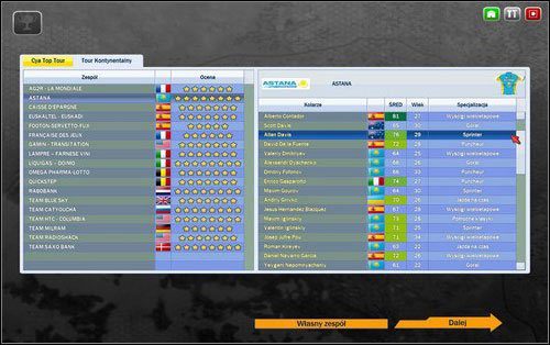 2 - Kariera - wybór zespołu | Początki Pro Cycling Manager Tour de France 2010 - Pro Cycling Manager: Tour de France 2010 - poradnik do gry