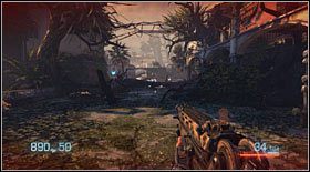 W ten sposób trafisz na porośnięty dziką roślinnością otwarty korytarz, z przeciwnikami na jego końcu - Akt II - Rozdział 1 (2) | Opis przejścia Bulletstorm - Bulletstorm - poradnik do gry