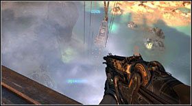 Aby wyjść z tego cało, musisz w przeciągu 10 sekund wskoczyć na liny prowadzące w dół tamy (wcześniej tą samą czynność wykona Trishka, przez co nie powinieneś mieć problemów ze zlokalizowaniem właściwego miejsca dokonywania skoku) - Akt III - Rozdział 2 | Opis przejścia Bulletstorm - Bulletstorm - poradnik do gry