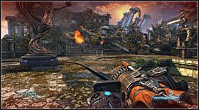 Do następnej lokacji przejdziesz przez wysadzony w powietrze fragment betonowej konstrukcji, znajdującej się naprzeciw wejścia, z którego tam trafiłeś - Akt IV - Rozdział 2 (2) | Opis przejścia Bulletstorm - Bulletstorm - poradnik do gry