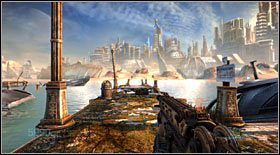 Elektromuchy #7: kolejne unoszą się nad ostatnim molo, w miejscu gdzie znajdziesz ich kilka (dojdzie w tym miejscu do starcia) - Elektromuchy | Sekrety Bulletstorm - Bulletstorm - poradnik do gry