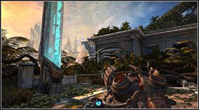 Elektromuchy #10: ostatnie w akcie trzecim znajdują się nad wyrwą w ziemi (po lewej stronie), na końcu długiego placu ze sporą ilością oponentów - Elektromuchy | Sekrety Bulletstorm - Bulletstorm - poradnik do gry