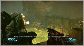 Elektromuchy #19: fruwają nad toksycznymi ściekami (w oddali), nad którymi przejeżdżać będziesz ruchomą platformą - Elektromuchy | Sekrety Bulletstorm - Bulletstorm - poradnik do gry