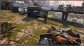 Butelka #20: po wyjściu z budynku, gdzie Ishi został pożarty (nim zejdziesz schodami na dół), zerknij na lewo - Butelki (1) | Sekrety Bulletstorm - Bulletstorm - poradnik do gry