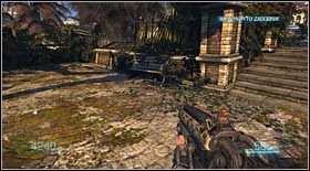 Butelka #21: kolejną znajdziesz leżącą na ławce obok wyrwy w betonowej konstrukcji (pełniącej przejście na kolejną arenę walki) spowodowanej przez wrogi helikopter - Butelki (1) | Sekrety Bulletstorm - Bulletstorm - poradnik do gry