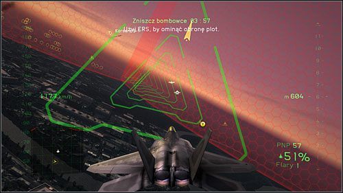 Jeżeli udało Ci się manewrować i przez cały czas pozostawać wewnątrz ścieżki, powinieneś wylecieć na wprost bombowców - Odepchnięcie | Opis przejścia Tom Clancys HAWX 2 - Tom Clancys H.A.W.X. 2 - poradnik do gry