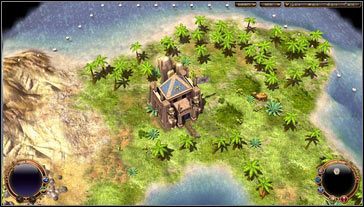 Misję rozpoczynamy jako Egipcjanie [M07 punkt 1] w niewielkim zakątku otoczonym przez góry, pustynie i morze - Misja 7- Pustynna burza | Opis przejścia | The Settlers Narodziny kultur - The Settlers: Narodziny kultur - poradnik do gry