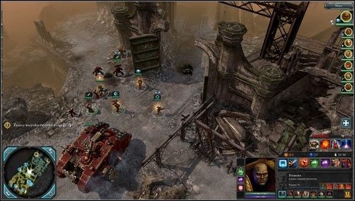 Posuwając się w stronę drugiej twierdzy napotkamy na kilka mniejszych grup przeciwnika, powinniśmy szczególnie uważać na oddziały przeciw pancerne, chowanie naszych wojsk za maszyną bojową może okazać się nienajlepszym rozwiązaniem, zwłaszcza gdy natkniemy się na wieżyczki wielko kalibrowe - 9 - Cyrene - Bojowe Fortece - Misje główne - Warhammer 40,000: Dawn of War II - Retribution - poradnik do gry