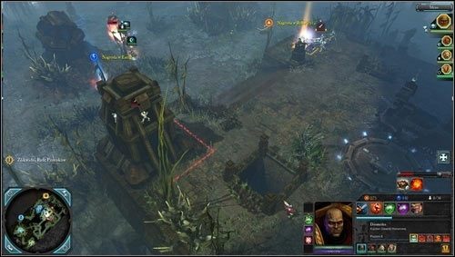 Zanim udamy się na spotkanie z radą warto przejąć kwaterę główną [M06 punkt 8] oraz znajdujący się nieopodal punkt rekwizycyjny [M06 punkt 9], tym razem natrafimy na odrobinę silniejsze oddziały wroga wspierane przez zakamuflowane jednostki czekające by zaatakować nas od tyłu - 6 - Tajfun Primaris - Arena Tajfunu - Misje główne - Warhammer 40,000: Dawn of War II - Retribution - poradnik do gry