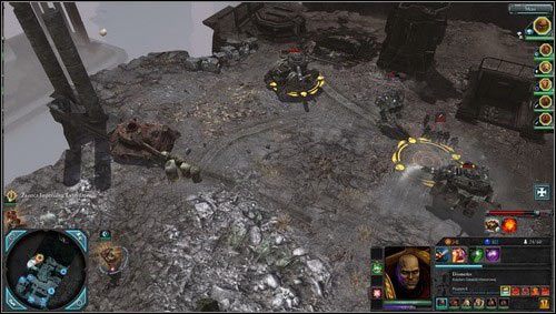 W następnej kolejności zajmiemy się zniszczeniem imperialnej fortecy [M05 punkt 7], większość prowadzącej do niej drogi już oczyściliśmy, ale sama forteca jest dobrze chroniona przez każdy możliwy rodzaj wrogich jednostek, część z nich zostanie zrzucona w trakcie starcia, co sprawi że wcześniejszy z - 5 - Meridian - Stołeczne Ogrody - Misje główne - Warhammer 40,000: Dawn of War II - Retribution - poradnik do gry