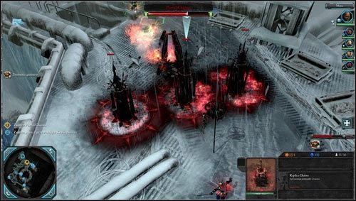 Gdy już dokonamy pewnych zniszczeń, zaatakują nas krwiopuszcze przywoływane przez kaplice [M04 punkt 12, 13], których zniszczenie stanowi cel zadania dodatkowego, możliwego do wykonania przed zniszczeniem portalu - 4 - Aurelia - Lodowa Kraina Minos (2) - Misje główne - Warhammer 40,000: Dawn of War II - Retribution - poradnik do gry