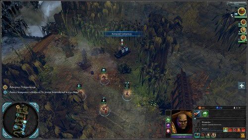 Należy ruszyć na północ schodami po prawej, pozwoli to nam na podejście pod komputer celowniczy [M02 punkt 8], po pokonaniu oddziału wroga będziemy mogli go zniszczyć i skorzystać ze wsparcia przejętych wieżyczek - 2 - Tajfun Primaris - Świątynne Ruiny Ladonu - Misje główne - Warhammer 40,000: Dawn of War II - Retribution - poradnik do gry