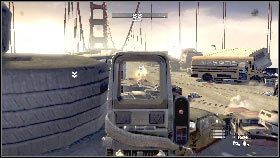 Po wysłuchaniu rozkazów rusz wzdłuż mostu eliminując następnych rywali [1] - Misja 7 - Most Golden Gate (2) | Opis przejścia Homefront - Homefront - poradnik do gry