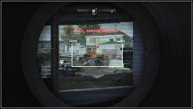 Kiedy się przy nim znajdziesz podnieś urządzenie namierzające [1], aktywuj je (klawisz 4), podejdź do okna uważając na ogień prowadzony przez wrogie pojazdy i namierz jeden z nich - Misja 1 - Pretekst do wojny (2) | Opis przejścia Homefront - Homefront - poradnik do gry