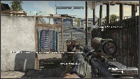 Następnie zastrzel wszystkich na ziemi [1] i przebiegnij do swojego towarzysza, ukrywającego się za pozostałościami budynku [2] - Misja 1 - Pretekst do wojny (2) | Opis przejścia Homefront - Homefront - poradnik do gry