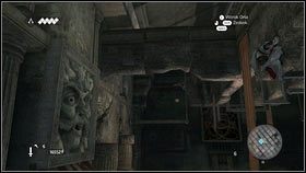 Gdy tak się stanie, skocz dalej w prawo, wejdź na drążek i z jego końca wskocz na zniszczony fragment sufitu [1] - Odzyskana sekwencja - Zaginięcie Leonarda (6) | DLC Assassins Creed Brotherhood - Assassins Creed: Brotherhood - poradnik do gry