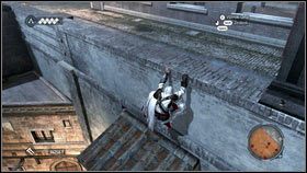 Po prawej zobaczysz mały daszek [1] - Odzyskana sekwencja - Zaginięcie Leonarda (4) | DLC Assassins Creed Brotherhood - Assassins Creed: Brotherhood - poradnik do gry
